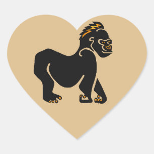 Pegatina En Forma De Corazón Animales silvestres - GORILLA - simio - primate - 