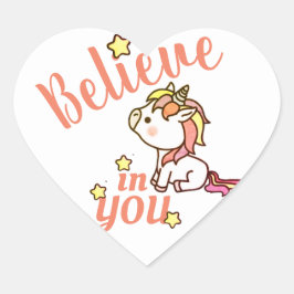 Pegatina En Forma De Corazón Ánimo de Unicornio Adorable