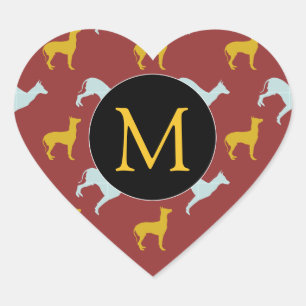 Pegatina En Forma De Corazón Año del perro Zodiac Cumpleaños Monograma S