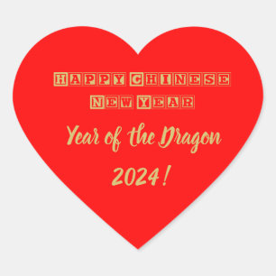 Pegatina En Forma De Corazón Año Nuevo Chino Feliz