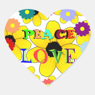 Pegatina En Forma De Corazón Años 60: Pegatina de Paz y Amor