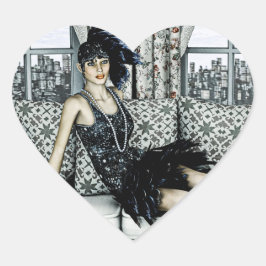 Pegatina En Forma De Corazón Años veinte rugientes Vintage Retro Siglo XX
