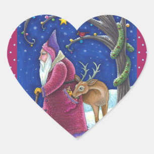 PEGATINA EN FORMA DE CORAZÓN ANTIGUO MUNDO BELSNICKLE & HUNGRY REINDER, NAVIDAD