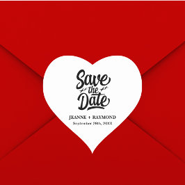 Pegatina En Forma De Corazón Anuncio de Boda Personalizado Moderno para Guardar