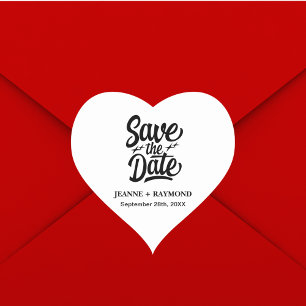 Pegatina En Forma De Corazón Anuncio de Boda Personalizado Moderno para Guardar
