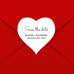 Pegatina En Forma De Corazón Anuncio de Boda Romántico Limpio para Guardar la F