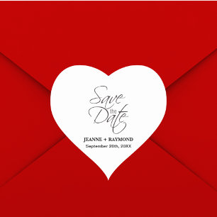 Pegatina En Forma De Corazón Anuncio moderno de boda para guardar la fecha