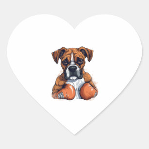 Pegatina En Forma De Corazón Aparato de amor Boxer - Diseño de perro de boxer l