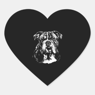 Pegatina En Forma De Corazón Aparato Minimalista de retrato de Bulldog inglés