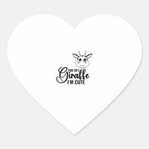 Pegatina En Forma De Corazón Apuesto a que es una jirafa, soy linda, una bebé d