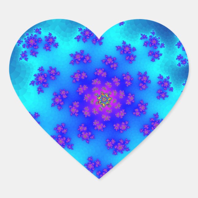 Pegatina En Forma De Corazón Aqua Floral Sprinkles (Anverso)