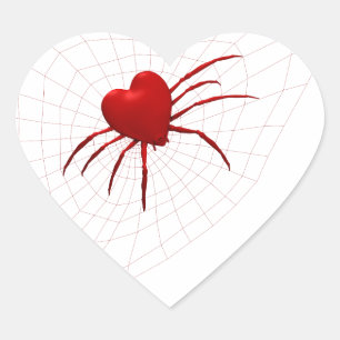 Pegatina En Forma De Corazón Araña Corazones Rojos
