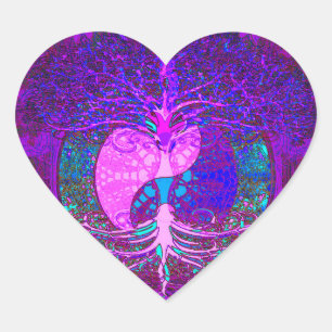 Pegatina En Forma De Corazón Árbol de Corazón de Vida