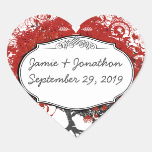 Pegatina En Forma De Corazón Árbol de hojas del corazón rojo