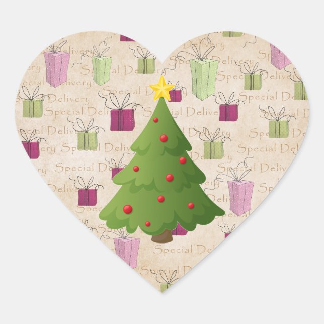 Pegatina En Forma De Corazón Árbol de Navidad (Anverso)
