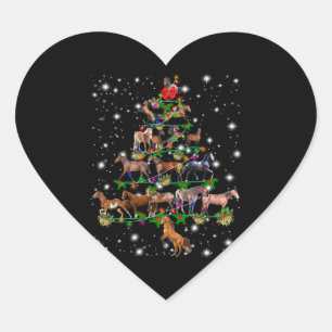 Pegatina En Forma De Corazón Árbol De Navidad De Caballo Cubierto De Lámparas