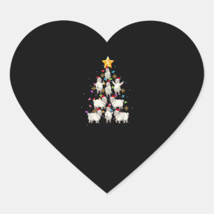 Pegatina En Forma De Corazón Árbol de Navidad de Santa Oveja enciende regalo di