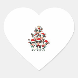 Pegatina En Forma De Corazón Árbol de Navidad de vaca Chicas niños granjeros gr