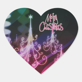 Pegatina En Forma De Corazón Árbol de Navidad y nieve moderna