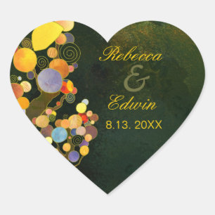 Pegatina En Forma De Corazón Árboles caprichosos favor de matrimonio rústico
