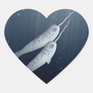 Pegatina En Forma De Corazón Arbustos finos nadando juntos bajo el agua