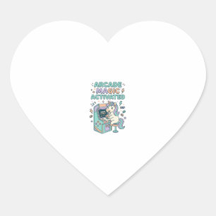 Pegatina En Forma De Corazón Arcade de Unicornio Magia Activada Producto de Mod