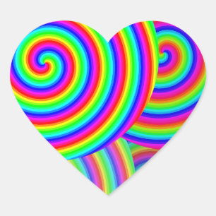 Pegatina En Forma De Corazón Arco iris feliz colorido lindo