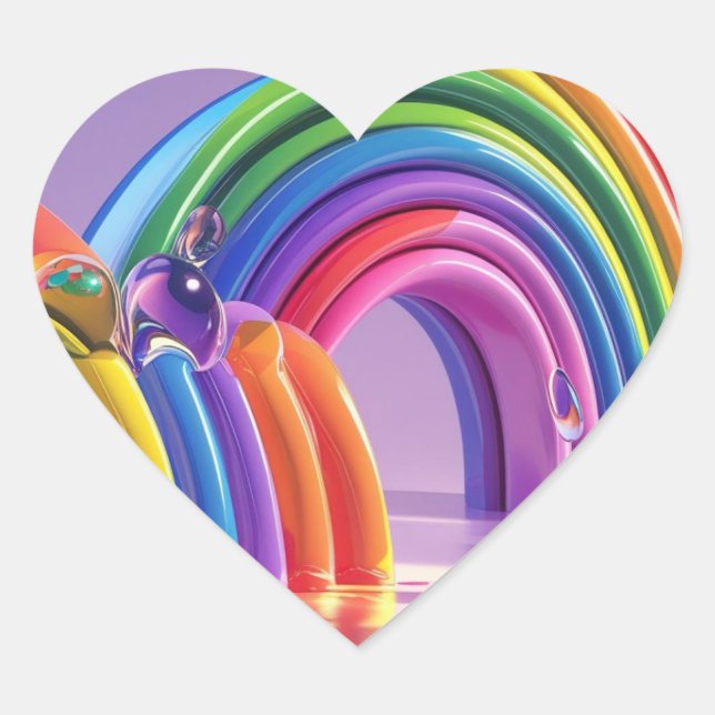Pegatina En Forma De Corazón Arcoiris distorsionados (Anverso)