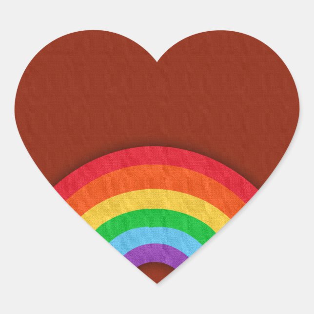 Pegatina En Forma De Corazón Arcoiris estilo retro (Anverso)