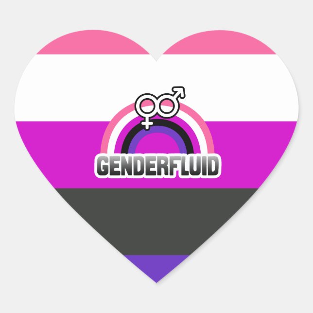 PEGATINA EN FORMA DE CORAZÓN ARCOÍRIS GENDERFLUID (Anverso)
