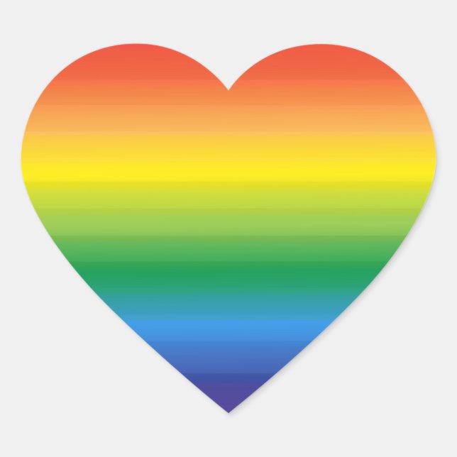 Pegatina En Forma De Corazón Arcoíris Ombre Orgullo (Anverso)