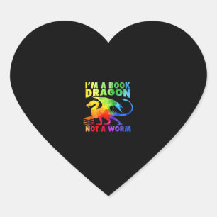 Pegatina En Forma De Corazón Arcos de lluvia soy un dragón de libros, no un gus