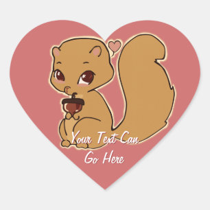 Pegatina En Forma De Corazón ardilla con Pegatinas del Corazón de Acorn