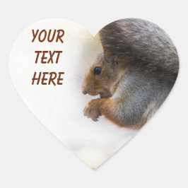 Pegatina En Forma De Corazón Ardilla en un banco y algunas nueces