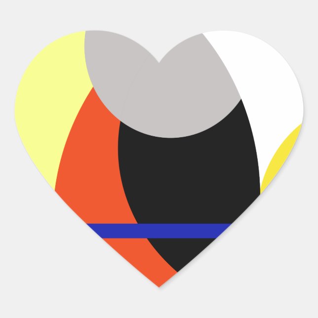 Pegatina En Forma De Corazón Arte abstracto amarillo rojo azul (Anverso)