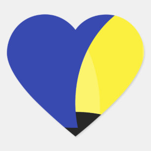 Pegatina En Forma De Corazón Arte Abstracto Azul Amarillo