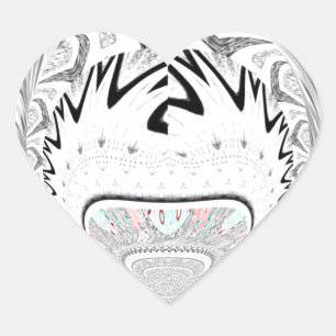 Pegatina En Forma De Corazón Arte abstracto de patrón de flora gris ceniza urba