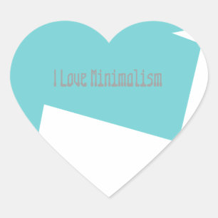 Pegatina En Forma De Corazón Arte Abstracto Minimalismo Azul Blanco