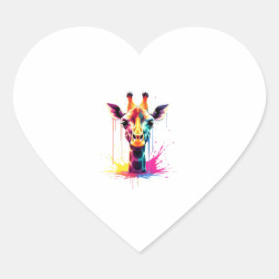 Pegatina En Forma De Corazón Arte animal africano La colorida jirafa para diver