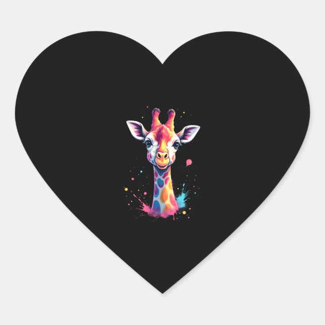 Pegatina En Forma De Corazón Arte animal africano La colorida jirafa para diver (Anverso)