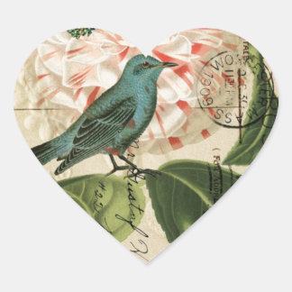 Pegatina En Forma De Corazón Arte botánico francés del vintage de la camelia