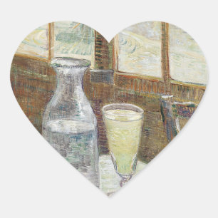 Pegatina En Forma De Corazón Arte Clásico de Van Gogh Café de París Absenta