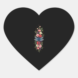 Pegatina En Forma De Corazón Arte de Acuarela de Libélula Hermosa Amante de Ins