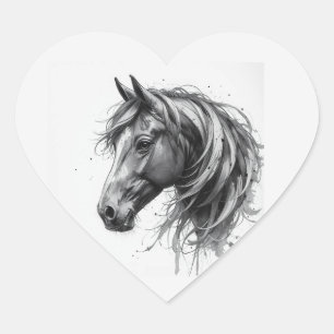 Pegatina En Forma De Corazón Arte de animal de caballo frisón hermoso amor
