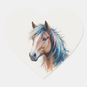 Pegatina En Forma De Corazón Arte de animal de caballo Shetland hermoso amor