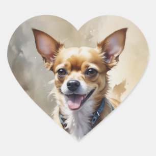 Pegatina En Forma De Corazón Arte de animal de compañía perro Chihuahua feliz l
