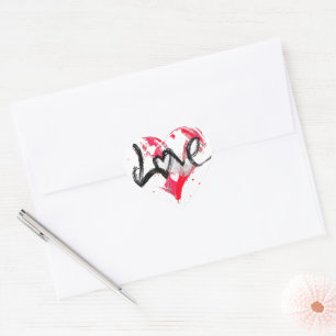 Pegatina En Forma De Corazón Arte de doodle de San Valentín amor