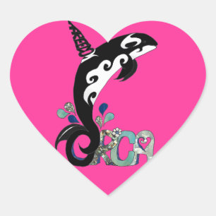 Pegatina En Forma De Corazón Arte de la Libertad de las Orcas