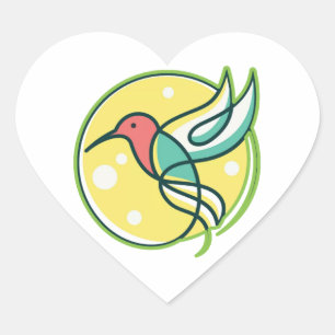 Pegatina En Forma De Corazón Arte de línea moderna de ave