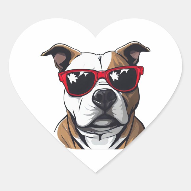 Pegatina En Forma De Corazón Arte de Pitbull (Anverso)